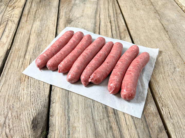 Beef Sausages with Cracked Black Pepper